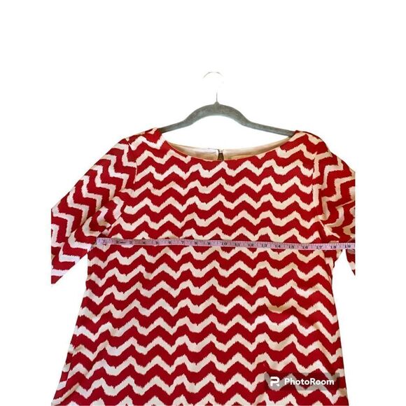 Charming Charlie Women's Red & White Zigzag Print Long-Sleeve Shift Dress Size M - Picture 4 of 5